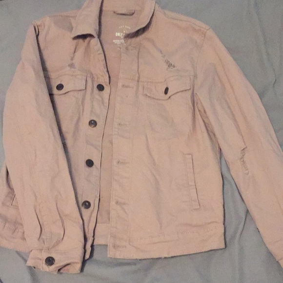Ripped blush denim jacket - Picture 1 of 3